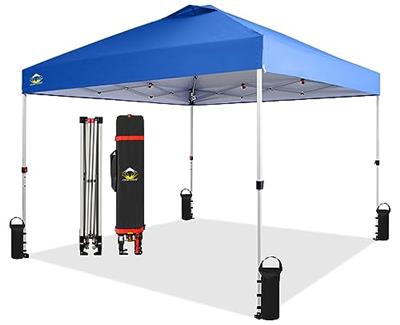Crown Shades 10x10 Pop up Canopy Outside Canopy, Patented One Push Tent Canopy with Wheeled Carry Bag, Bonus 8 Stakes and 4 Ropes, Blue
