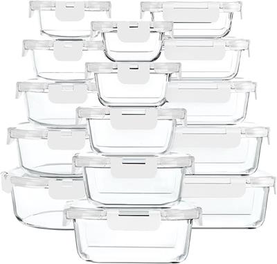 Amazon.com: M MCIRCO 30 Pieces Glass Food Storage Containers with Snap Locking Lids,Glass Meal Prep Containers Set - Airtight Lunch Containers, Microw