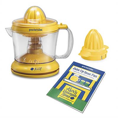 Proctor Silex Alexs Lemonade Stand Electric Citrus Juicer Machine and Squeezer, for Lemons, Limes and Oranges, 34 oz, Includes 2 Reamers & Recipe Boo