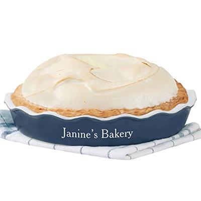 Personalization Universe Classic Ceramic Pie Dish, 10 Hand-Glazed Stoneware Pie Pan, Oven to Table Baking Dish with Custom Engraving, DCeramicishwash