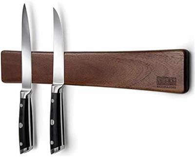 HOSHANHO Magnetic Knife Strips, Magnetic Knife Holder for Wall 16 Inch, Acacia Wood Knife Magnetic Strip Use as Knife Bar, Knife Holder for Kitchen Ut
