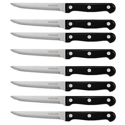 SUNALND Steak Knives Set of 8,Micro Serrated Edge Full Tang Triple Riveted Steak Knife