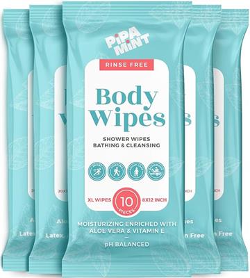 Amazon.com: Body Wipes (5 Packs) 50 XL Shower Wipes Body Wipes for Adults Bathing, Traveling, Camping, Gym, Car, Elderly, Bedridden - Bath Wipes - Dis