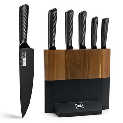 CFORM Knife Set, 6 PCS Kitchen Knife Set with Block, High Carbon Stainless Steel Professional Chef Knife Set, Knife Block Set
