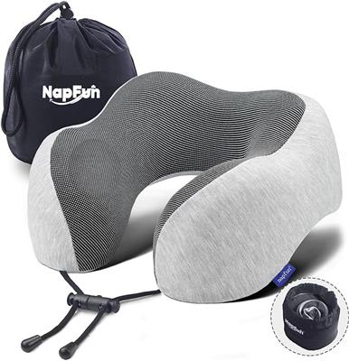Amazon.com: napfun Neck Pillow for Traveling, Upgraded Travel Neck Pillow for Airplane 100% Pure Memory Foam Travel Pillow for Flight Headrest Sleep,