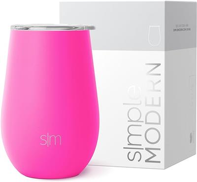 Amazon.com | Simple Modern Wine Tumbler with Lid | Cute Stemless Glass Cup with Press-In Lid | Insulated Stainless Steel Coffee Mug | Gifts for Women