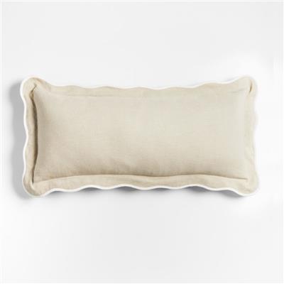 Amalfi Cotton Linen Scallop Edge 36x16 Arctic Ivory Throw Pillow Cover   Reviews | Crate & Barrel Canada