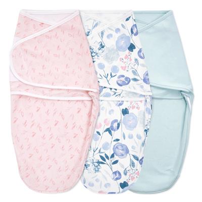 aden   anais Essential Cotton Easy Swaddle Wrap 3 pack Flowers Bloom Pink