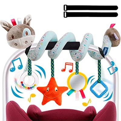 Baby Car Seat Toys Activity Stroller Toy for Boys Girls 0 3 6 9 10 12 Months, Spiral Hanging Plush Toys,Baby Shower Thank You Gift
