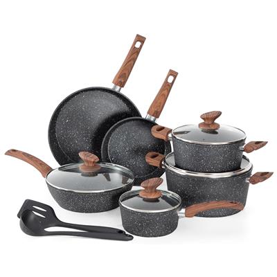 Kitchen Cookware Sets Nonstick, 12 Piece Pots and Pans Set Granite Cooking Set