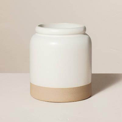 Stoneware Crock Utensil Holder Cream/clay - Hearth & Handâ„¢ With Magnolia : Target