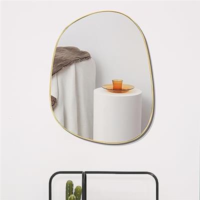 Asymmetrical Mirror for Wall Decor 21*27, Modern Gold Framed Wall Mirror for Living Room Bathroom Bedroom Entryway ELE-STOU-0065Gold