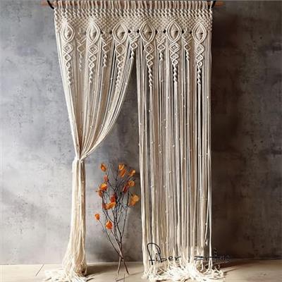 OIHYA Macrame Curtain Wall Hanging Handmade Boho Curtains for Wedding Backdrop Arch Closet Room Divider Boho Wall Decor 40X80