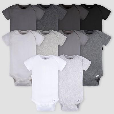 Gerber Baby 10pk Short Sleeve Onesies - Black/gray/white 12m : Target