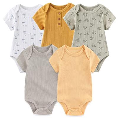 MAMIMAKA Newborn Baby Short Sleeve Bodysuit Cotton Babies Clothes for Boys and Girls,0-3 Months