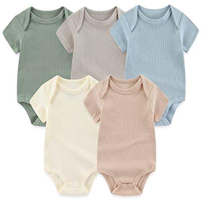 MAMIMAKA Unisex Baby Short Sleeve Bodysuits Baby Grow Cotton Vest Outfit,0-3 Months