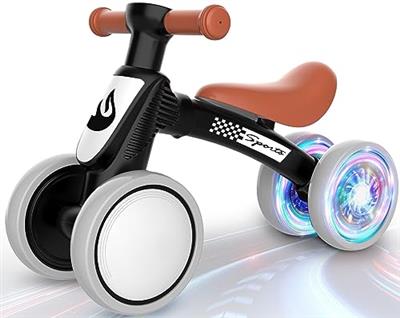 Colorful Lighting Baby Balance Bike Toys for 1 Year Old Boy Gifts, 10-36 Month Toddler Balance Bike, No Pedal 4 Silence Wheels & Soft Seat First Bike,