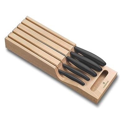 Victorinox Swiss Classic In-Drawer Knife Holder & Knife Set - Includes Knife Organizer, Bread Knife, Santoku Knife, Carving Knife, Paring Knife & Toma