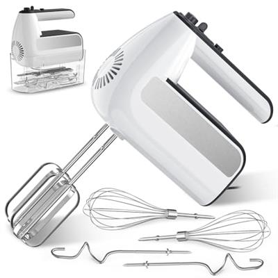 5-Speed Electric Hand Mixer, 800W Handheld Mixer with Turbo for Baking & Cooking, Kitchen Food Mixer with Storage Case & 5 Stainless Steel Attachments