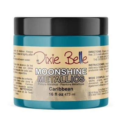 Dixie Belle Moonshine Metallics | Caribbean (16oz) | Water-Based Shiny Chalk Mineral Paint | Metallic DIY Furniture Paint | Made in the USA