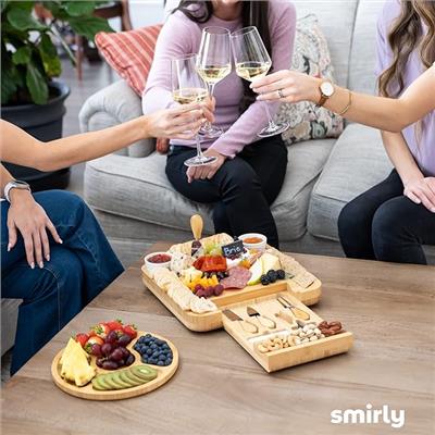 Amazon.com: SMIRLY Charcuterie Boards Gift Set: Charcuterie Board Set, Bamboo Cheese Board Set - Unique Mothers Day Gifts for Mom - House Warming Gift
