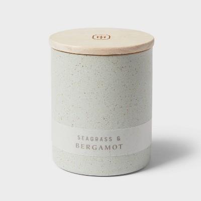 6oz Matte Textured Ceramic Wooden Wick Candle Blue/seagrass And Bergamot - Threshold™ : Target