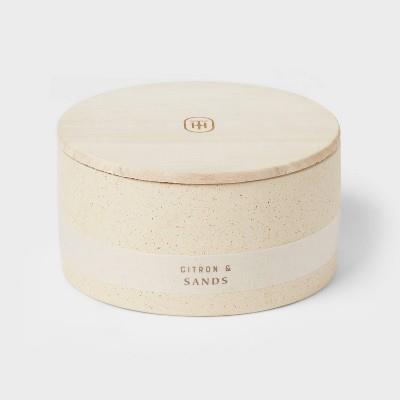 3-wick 14oz Matte Textured Ceramic Wooden Wick Candle Ivory/citron And Sands - Threshold™ : Target