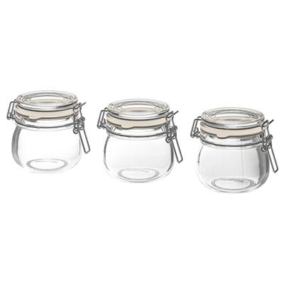 KORKEN Jar with lid, clear glass, Height: 2 ¾ Diameter: 2 ¾ - IKEA