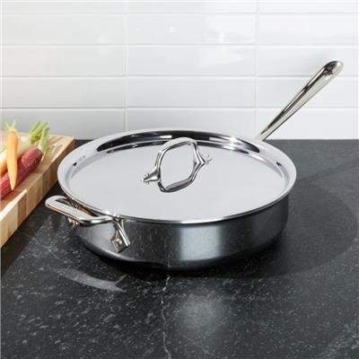 All-Clad d3 Stainless Steel 3-Qt. Saute Pan with Lid   Reviews | Crate & Barrel