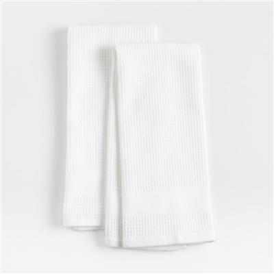 Waffle-Terry White Organic Cotton Dish Towels, Set of 2   Reviews | Crate & Barrel