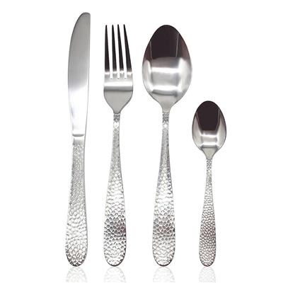 Cutlery | Cutlery Sets Stainless Steel Hammered Effect Handle 16 Piece Set | Glim & Glam