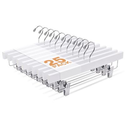 ACSTEP High-Grade Wooden Pants Hangers with Clips,14 Wooden Hangers for Pants, Skirt, 25 Pcs, White - Walmart.com