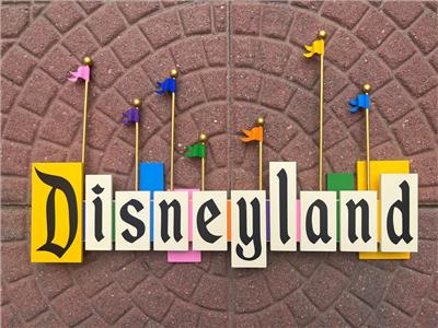 Vintage Disneyland Entrance Sign With Flags - Etsy