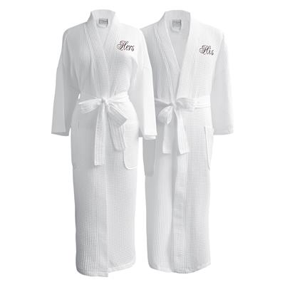 Conrad Egyptian Cotton His & Hers Waffle Spa Robe Set (Gift Packaging)