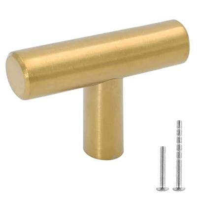LONTAN 12 Pack Gold Drawer Knobs for Dresser Kitchen Cabinet Knobs LH201GD Gold Hardware for Cabinets Brushed Brass T Bar Knobs with 2 Inch Overall Le