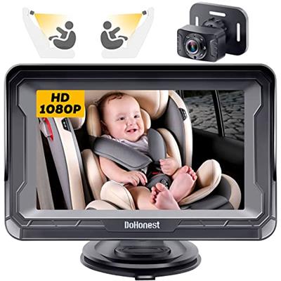 DoHonest Baby Car Camera HD 1080P: 360° Rotating Eye Protection Plug and Play Easy Install Rear Facing Baby Car Mirror Crystal Night Vision Infant Bac