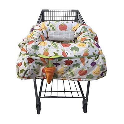 Boppy Shopping Cart and High Chair Cover, Multi-color Farmers Market Veggies, with Changeable SlideLine Carrot Toy, Plush Comfort with 2-point Safety