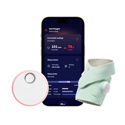 Owlet Dream Sock® - FDA-Cleared Smart Baby Monitor - Track Live Pulse (Heart) Rate, Oxygen in Infants - Receive Notifications - Mint