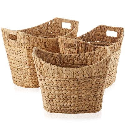 Casafield Set of 3 Oval Baskets with Handles, Water Hyacinth Woven Storage Totes for Blankets, Laundry, Bathroom, Bedroom, Living Room - Walmart.com