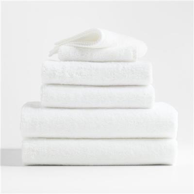 Quick-Dry Organic Cotton White Bath Towels, Set of 6   Reviews | Crate & Barrel