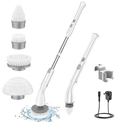 LABIGO Electric Spin Scrubber LA1 Pro, Cordless Spin Scrubber with 4 Replaceable Brush Heads and Adjustable Extension Handle, Power Cleaning Brush for