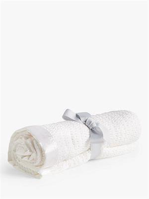 John Lewis Organic Cotton Cellular Baby Blanket, Seconds, White, Pram