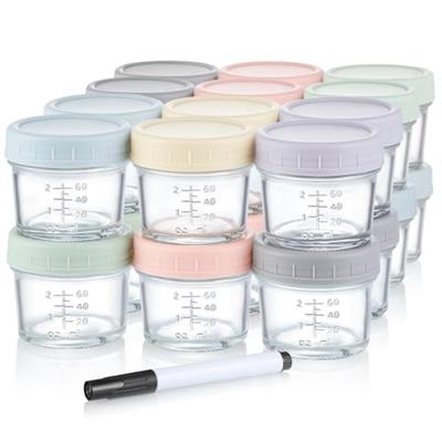 VITEVER 24-Pack Glass Baby Food Storage Containers - 4 oz Baby Food Storage Jars With Lids, Baby Food Maker, Microwave, Dishwasher & Freezer Safe