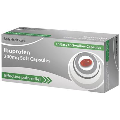 Bells Ibuprofen Soft Capsules 16pk | Painkillers - B&M