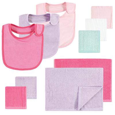 Hudson Baby Rayon from Bamboo Bib, Burp Cloth and Washcloth 10 Pack, Pink Lilac