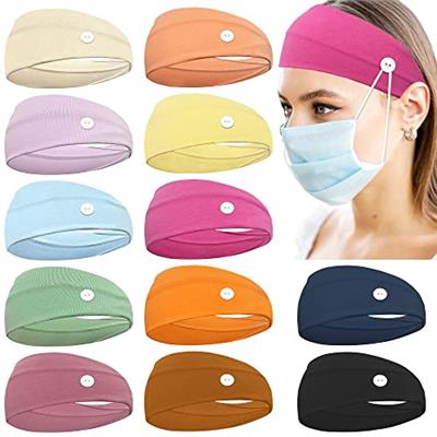 CÉLLOT 12 Pack Boho Button Headband Wide Stretchy Daily Use Knotted Headwear Sport Athletic Yoga Gym Hair Accessories for Women and Girls