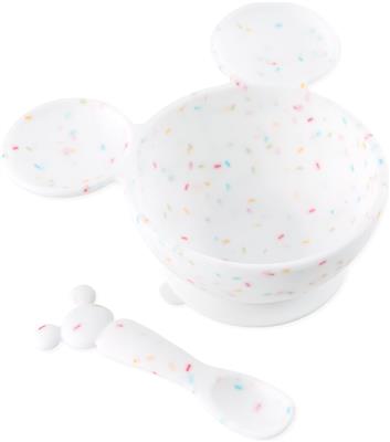 Disney Silicone First Feeding Set w/ Spoon: Mickey Mouse (Vanilla Sprinkle)