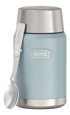 Thermos® Stainless Steel Vacuum Insulated Food Jar with Spoon, Black/Blue, 710-mL