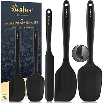 Walfos Silicone Spatula Set of 5 - (600°F) High Heat Resistant Kitchen Scraper Spatulas, One-Pieces Seamless Design, Perfect for Cooking Mixing & Baki