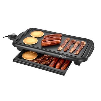 BELLA Electric Griddle with Warming Tray - Smokeless Indoor Grill, Nonstick Surface, Adjustable Temperature & Cool-touch Handles, 10 x 18, Copper/Bl